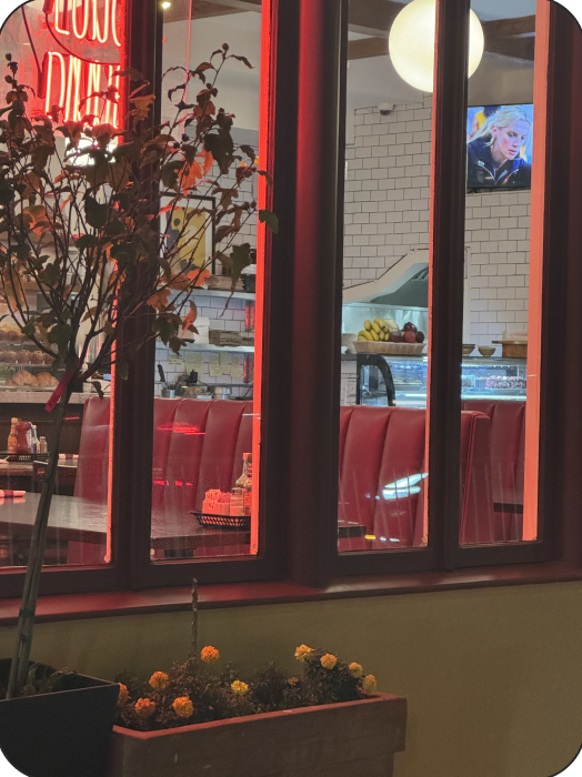 Red cabinet window