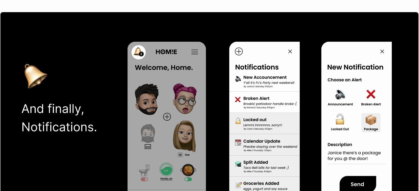 Notifications UI Screens with Bell